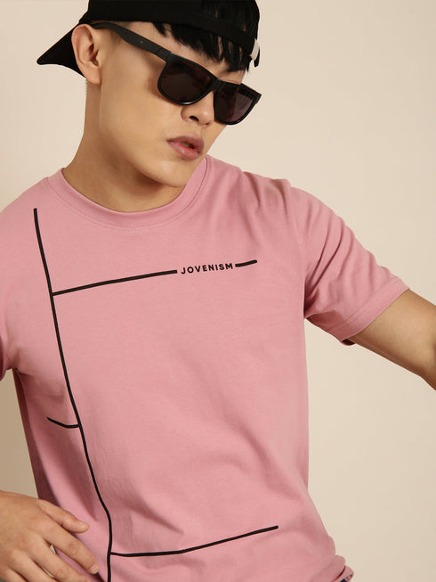 Pink Printed Crew Neck T-shirt